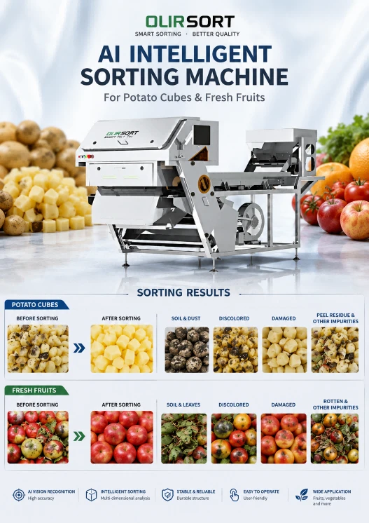 Intelligent Sorting Machine For Potato Cubes And Fresh Fruits